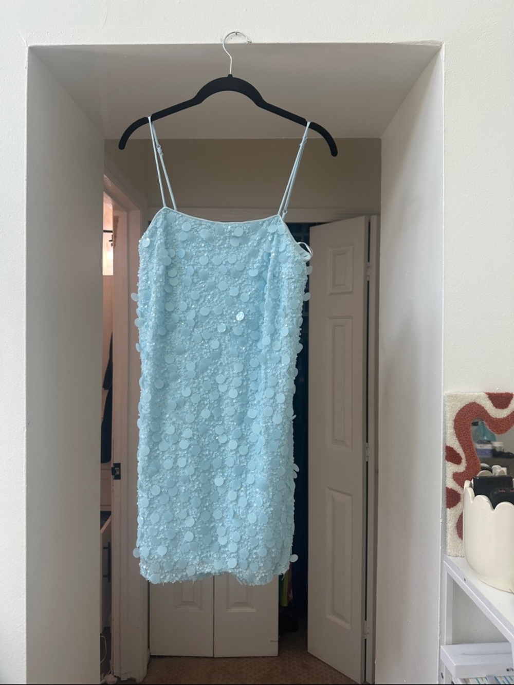 Blue sequin dress